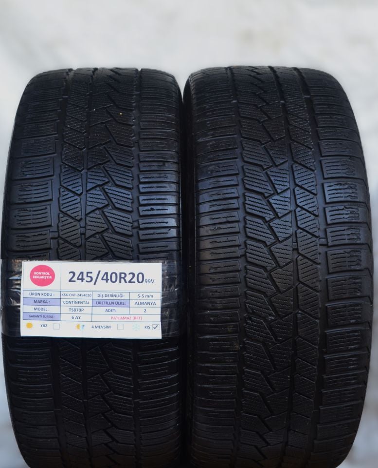 Continental 245/40R20 99V RFT 2.El Çift Kış Lastiği 5mm 2022