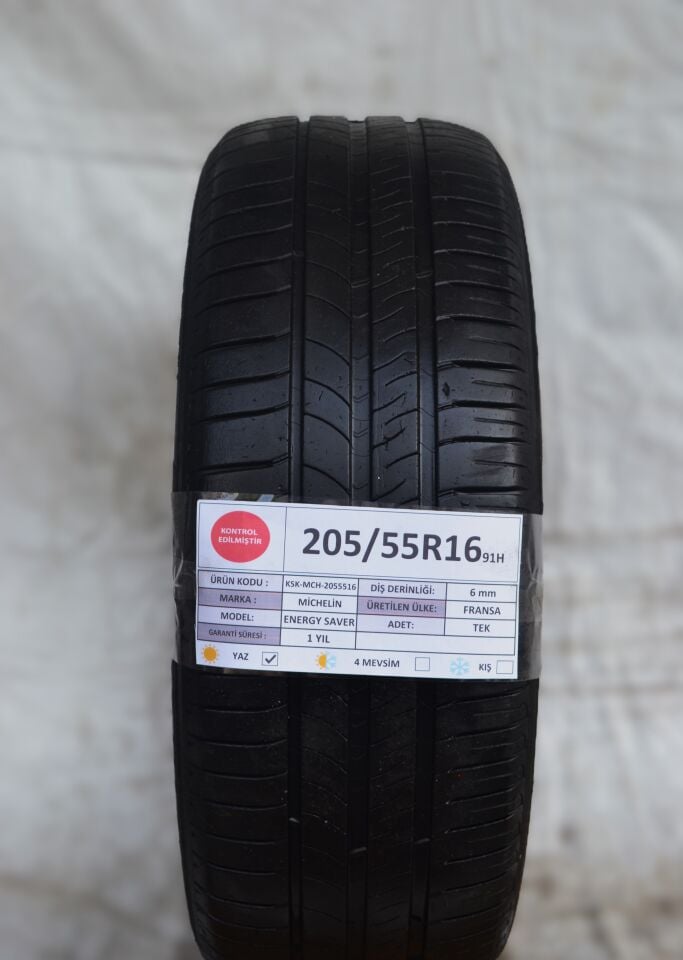 Michelin 205/55R16 91V Energy Saver 2.El Tek Yaz Lastiği 6mm