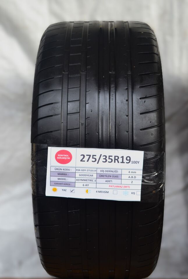 Michelin 275/35R19 100Y RFT Primacy3 ZP 2.El Çıkma Tek Yaz Lastiği