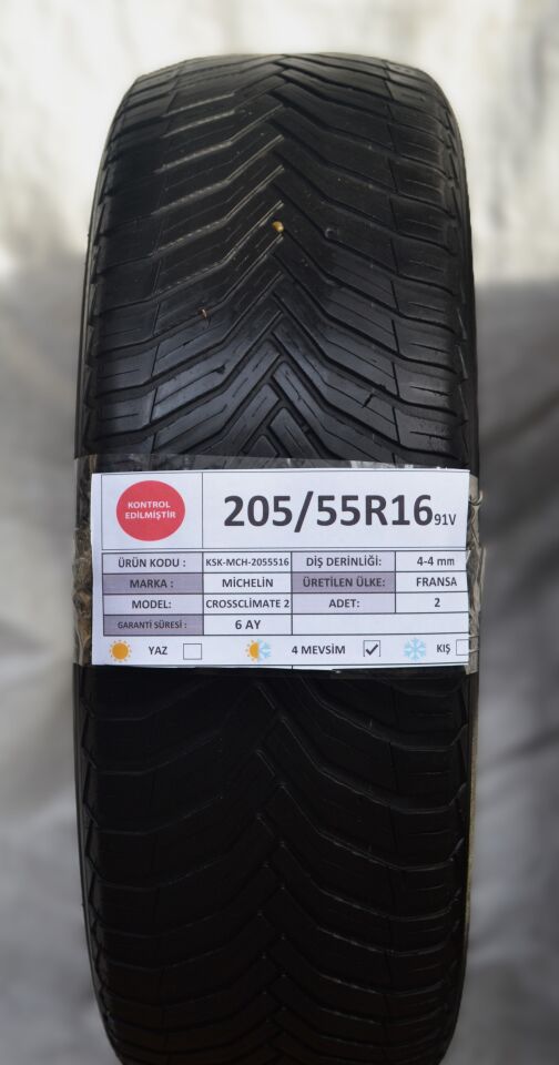 Michelin 205/55R16 91V Crossclimate2 2.El Çift Dört Mevsim Lastik