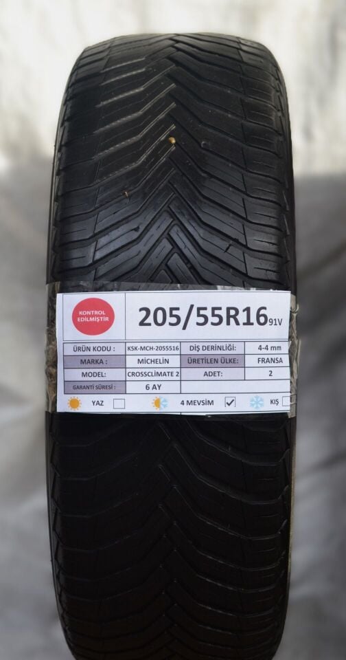Michelin 205/55 R16 Crossclimate 2 91V Dört Mevsim 2. El Lastik Çift