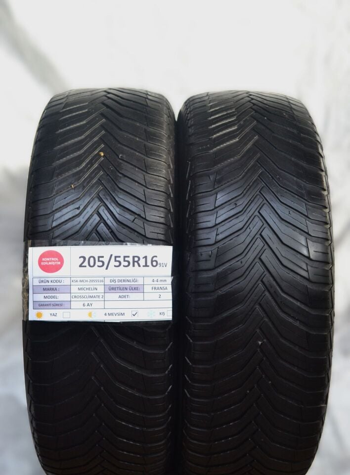 Michelin 205/55 R16 Crossclimate 2 91V Dört Mevsim 2. El Lastik Çift