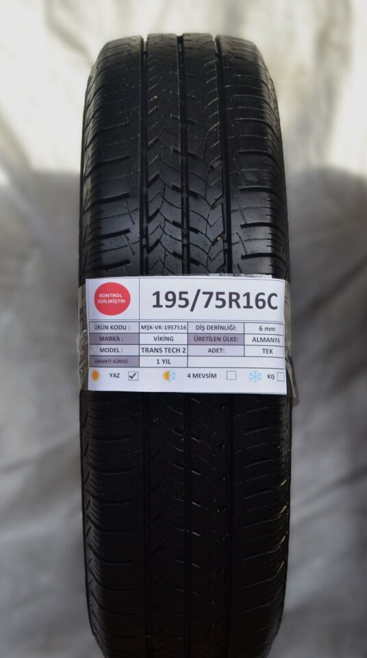 Viking 195/75 R16C Trans Tech 2 107/105R Yaz 2. El Lastik Takım