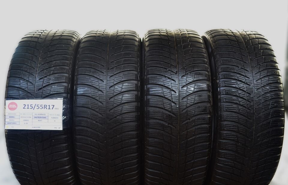 Bridgestone 215/55R17 98V LM001 2.El Takım Çıkma Kış Lastiği 2022 6-5mm