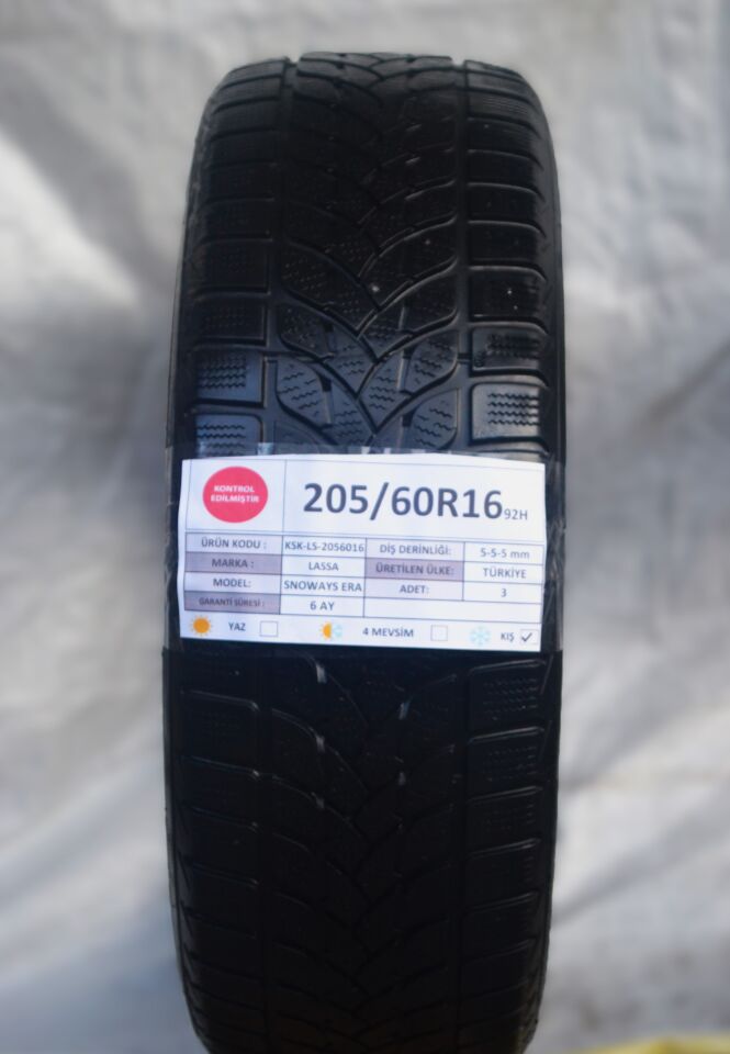 Lassa 205/60R16 92H SnowaysEra 2.El 3 Adet Kış Lastiği 