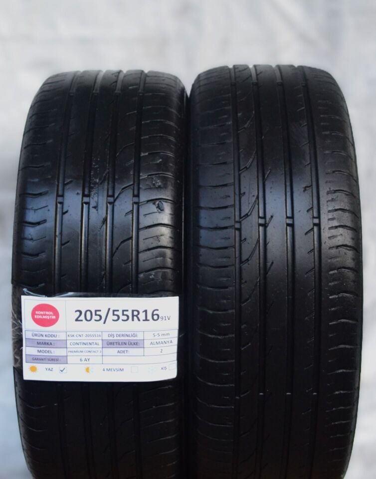 Continental 205/55 R16 Premium Contact 2 91V Yaz 2. El Lastik Çift
