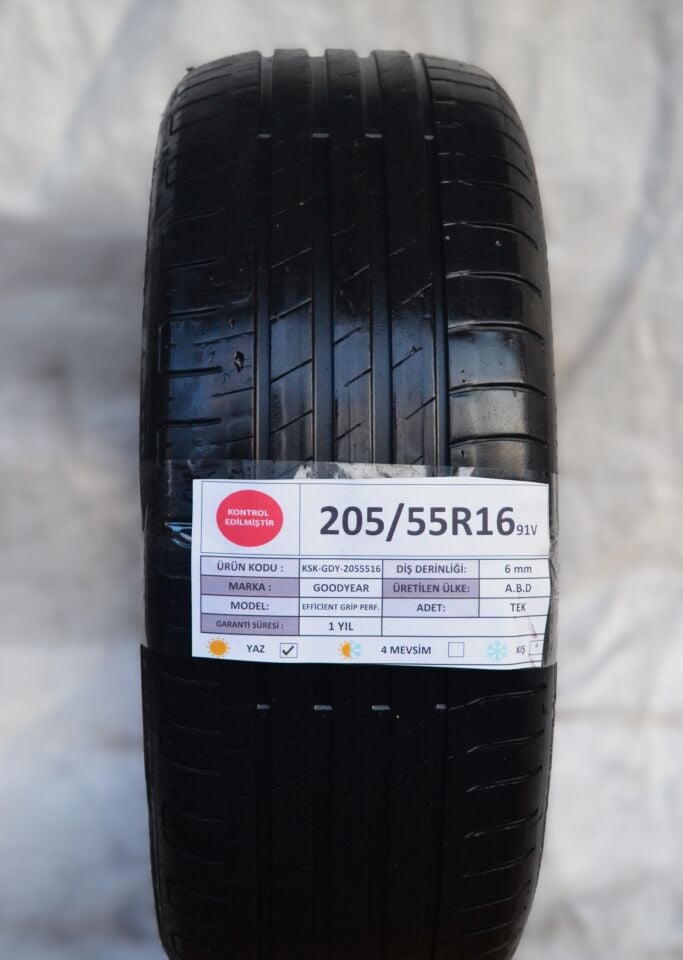 Goodyear 205/55R16 91V EfficientGrip Perf. 2.El Tek Yaz Lastiği 6mm 2021