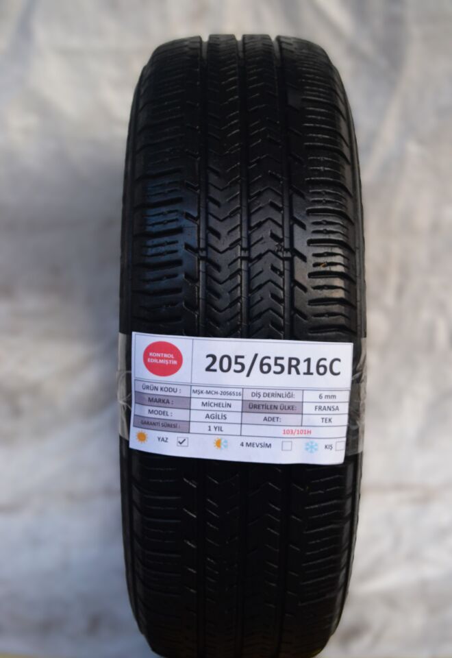 Michelin 205/65R16C 103/101H Agilis 2.El Tek Yaz Lastiği 6mm 2017