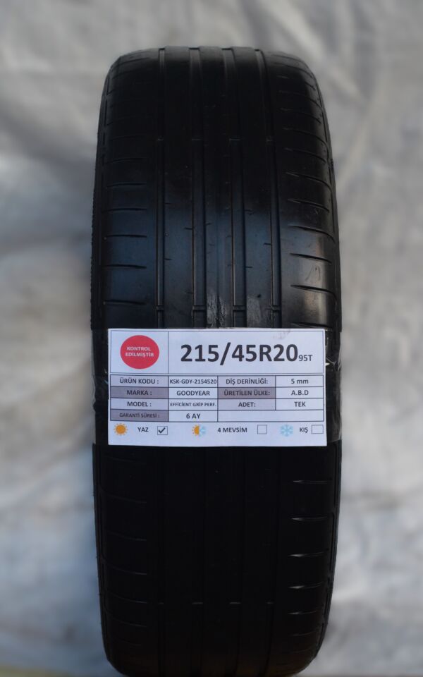 Goodyear 215/45R20 95T EfficientGrip Perf. 2.El Tek Yaz Lastiği 5mm 2023
