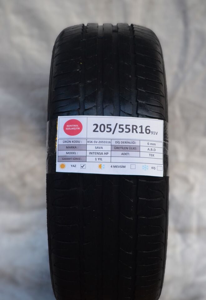 Sava 205/55R16 91V Intensa Hp 2.El Tek Yaz Lastiği 6mm 2020