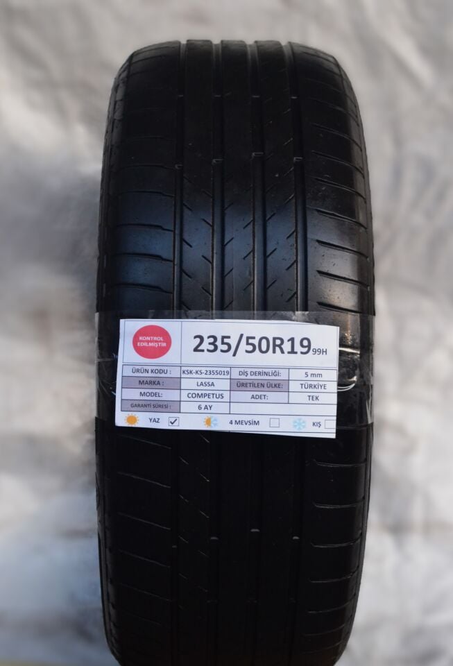 Lassa 235/50R19 99H Competus 2.El Tek Yaz Lastiği 2024 5mm