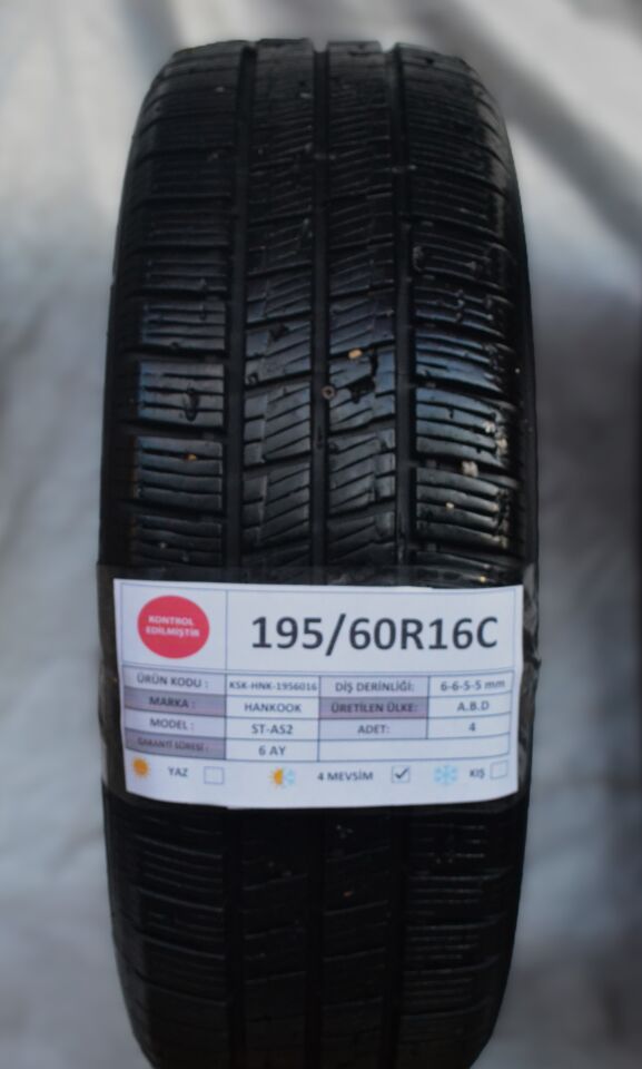 Hankook 195/60R16C 99/97H ST-AS2 2.El Takım Dört Mevsim Lastik 6-5mm 2022