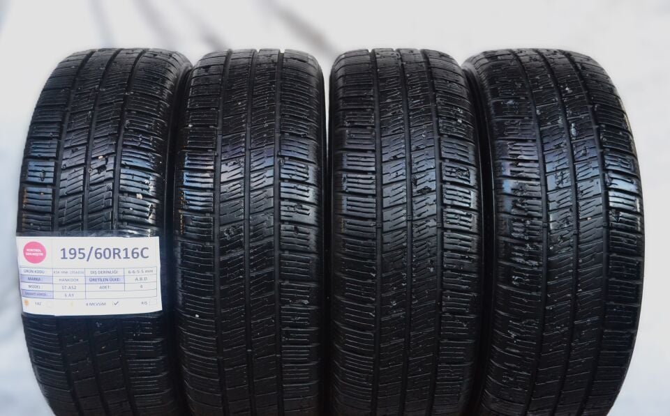 Hankook 195/60R16C 99/97H ST-AS2 2.El Takım Dört Mevsim Lastik 6-5mm 2022