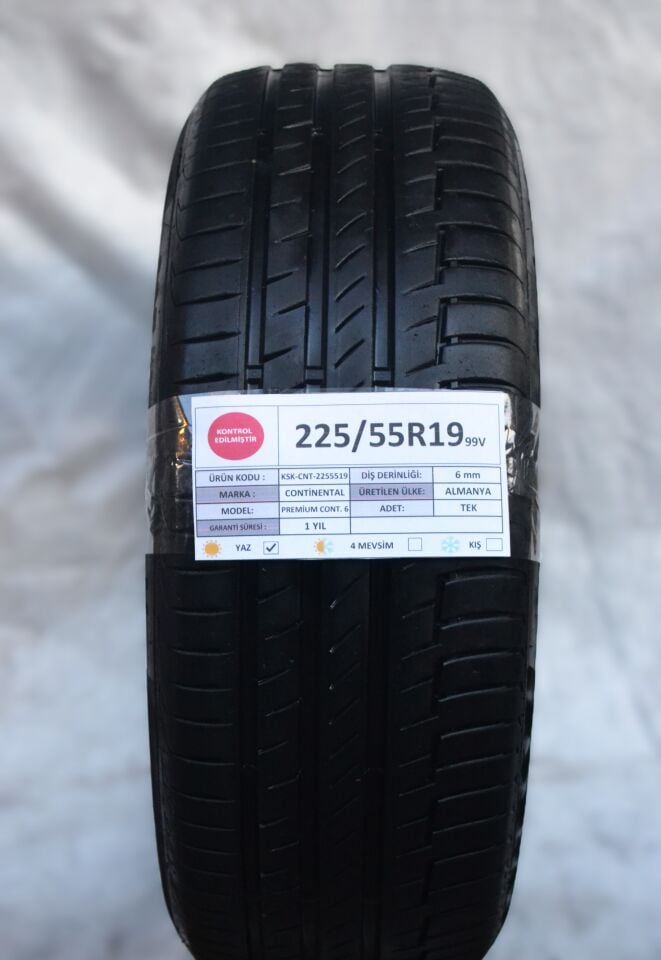 Continental 225/55R19 99V PremiumContact6 2.El Tek Yaz Lastiği 2024 6mm