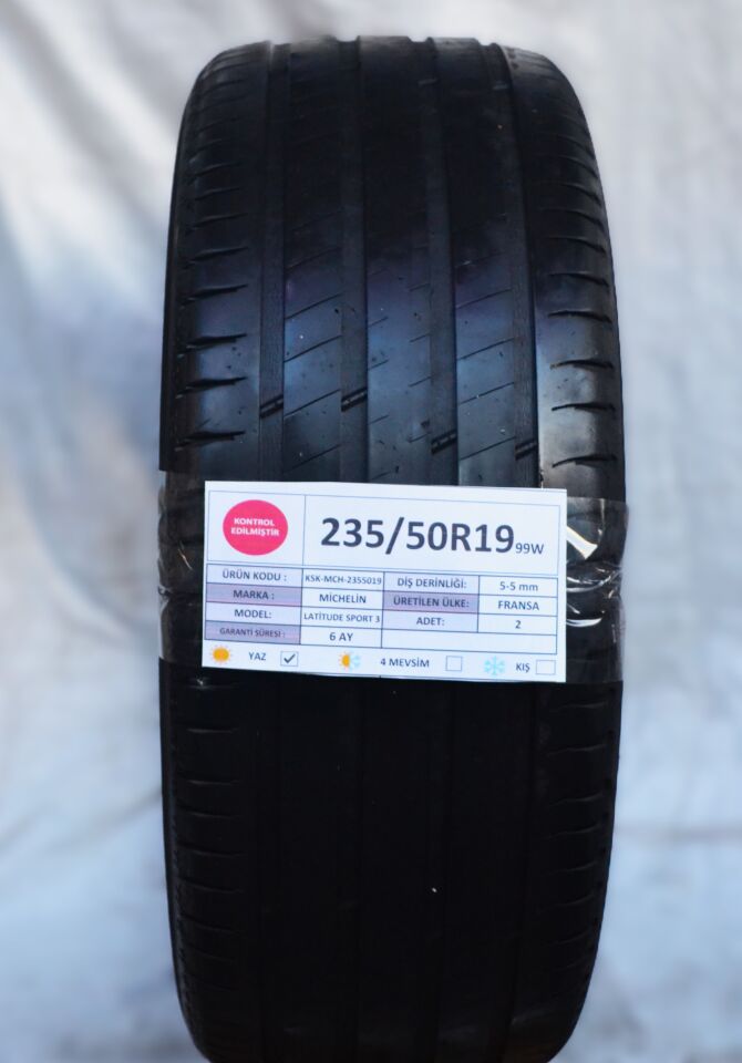 Michelin 235/50R19 99W Latitude Sport3 2.El Çift Yaz Lastiği 5mm 2019
