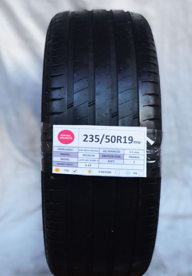 Michelin 235/50 R19 Latitude Sport 3 99W Yaz 2. El Lastik Çift