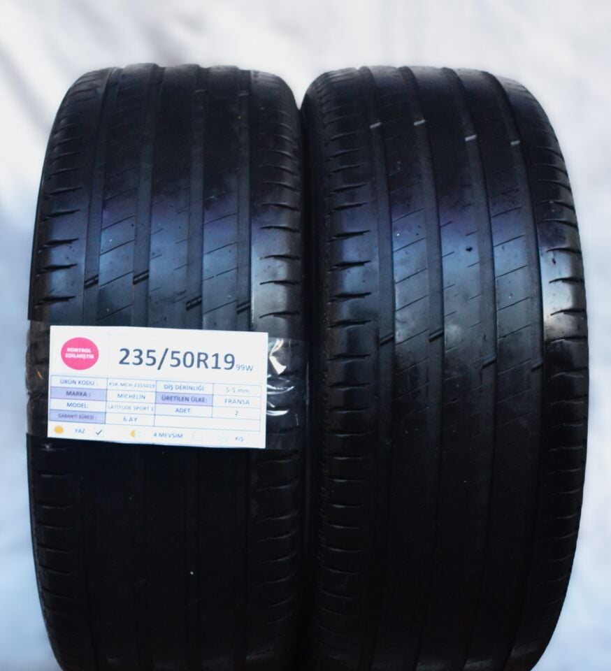 Michelin 235/50R19 99W Latitude Sport3 2.El Çift Yaz Lastiği 5mm 2019