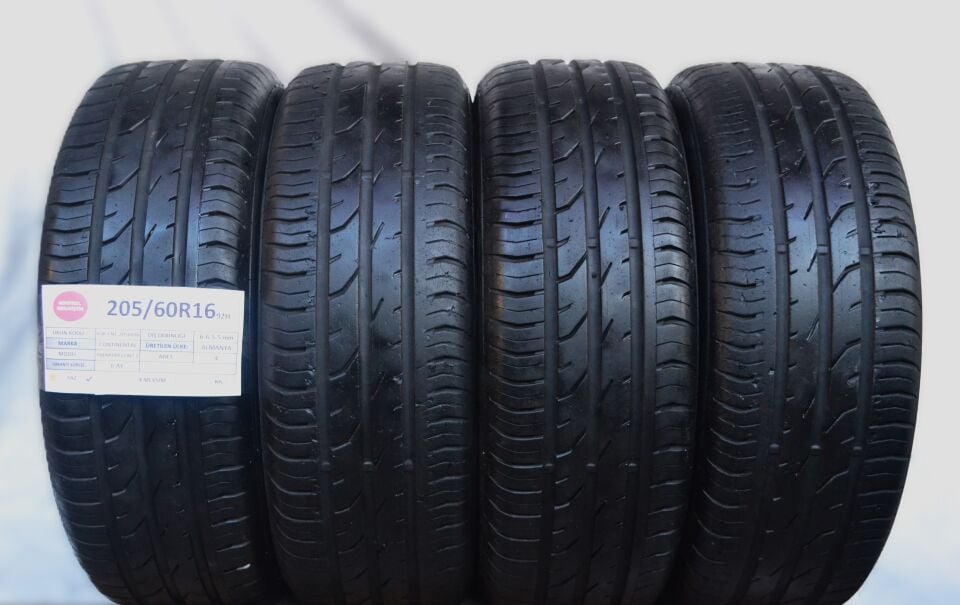 Continental 205/60R16 92H PremiumContact2 2.El Takım Yaz Lastiği 6-5mm 2018