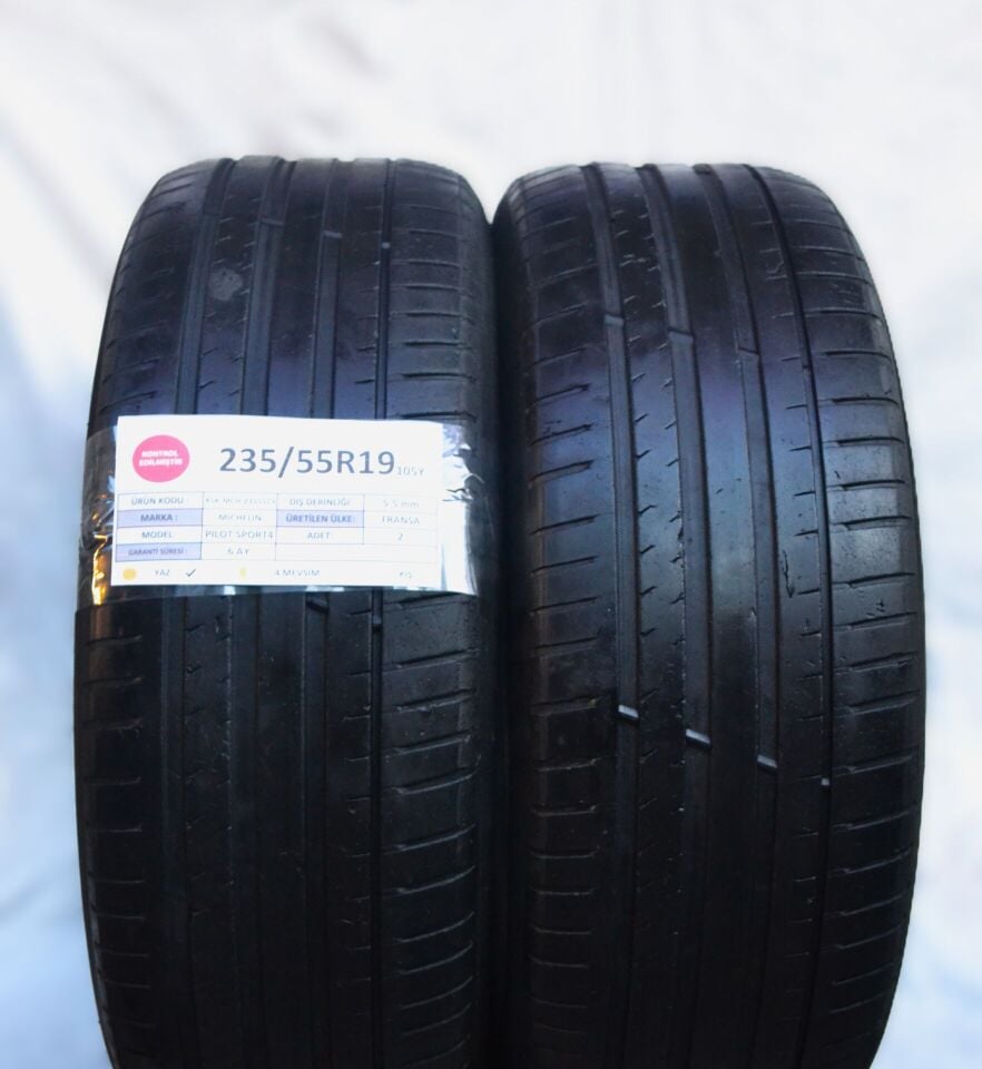 Michelin 235/55 R19 Pilot Sport 4 105Y Yaz 2. El Lastik Çift