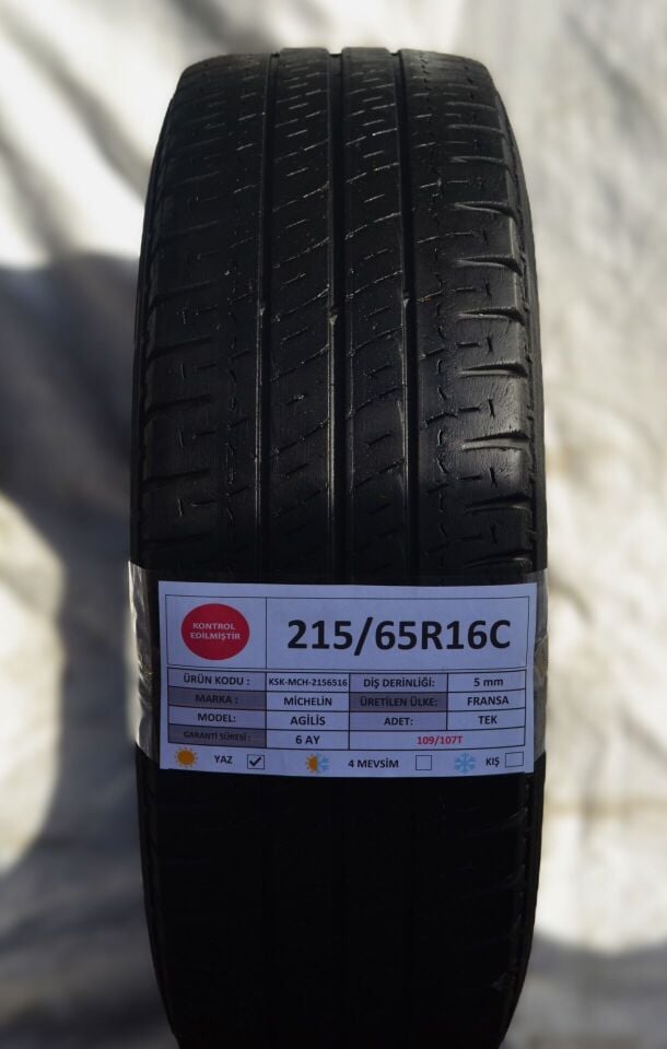 Michelin 215/65 R16C Agilis 109/107T Yaz 2. El Lastik