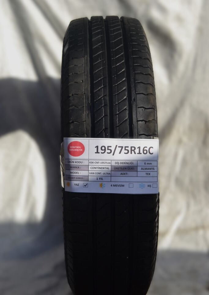 Continental 195/75R16C 110/108R VanContactUltra 2.El Tek Yaz Lastiği 2023