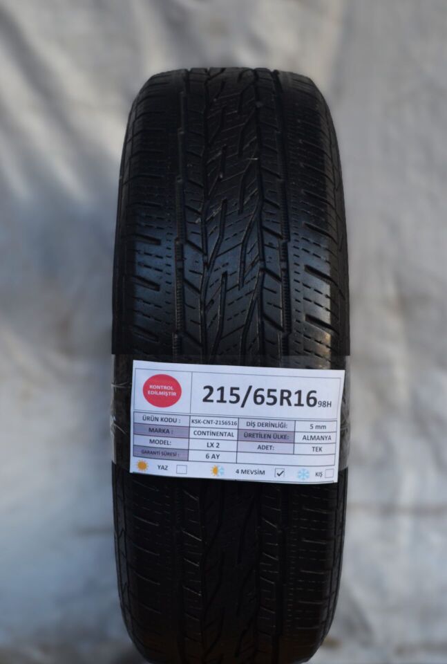 Continental 215/65 R16 Cross Contact LX 2 98H Dört Mevsim 2. El Lastik
