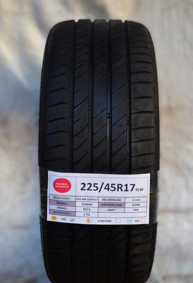 Kumho 225/45R17 91W PS71 2.El Tek Yaz Lastiği 2023
