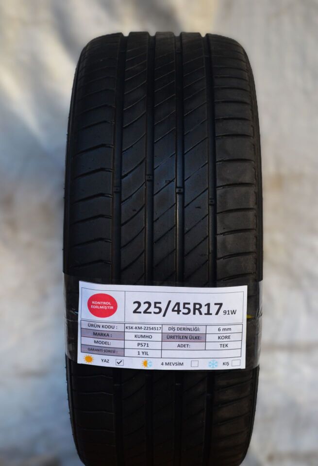 Kumho 225/45 R17 PS 71 91W Yaz 2. El Lastik