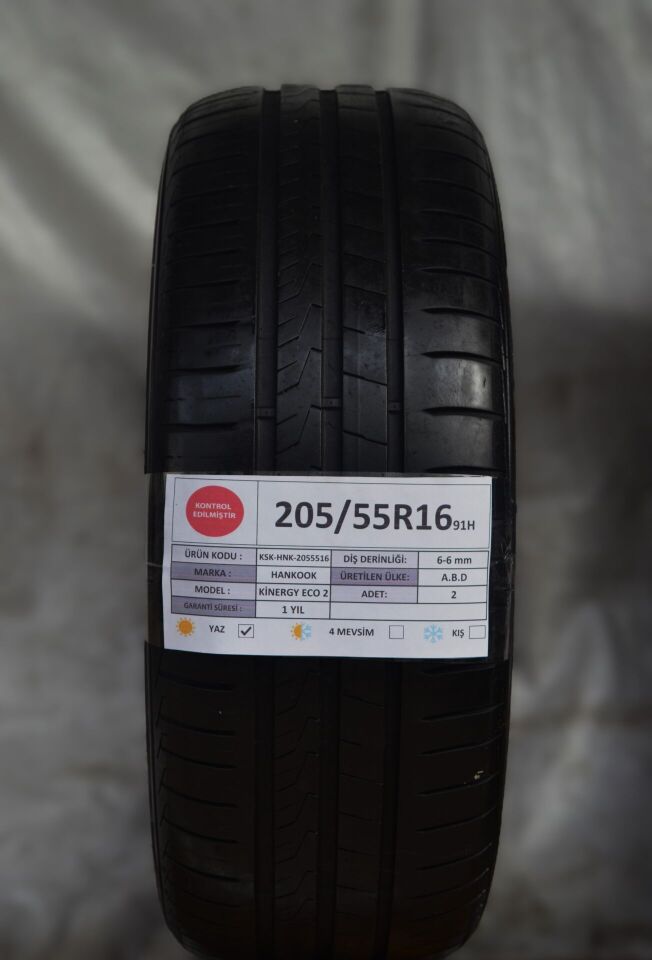 Hankook 205/55 R16 Kinergy Eco 2 91H Yaz 2. El Lastik Çift