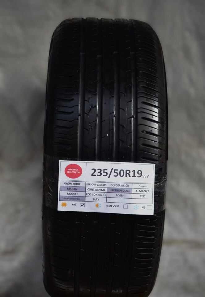 Continental 235/50R19 99V PremiumContact6 İkinci El Çift Yaz Lastiği 2017 5mm