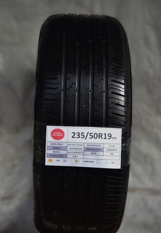 Continental 235/50 R19 Premium Contact 6 99V Yaz 2. El Lastik Çift