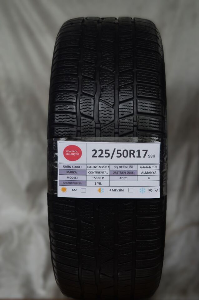Continental 225/50R17 94V EcoContact 5 2.El Tek Yaz Lastiği 5mm 2015