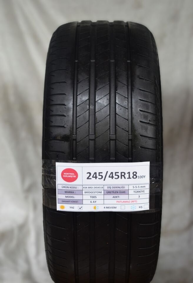 Bridgestone 245/45R18 100Y T005 RFT 2.El Yaz Lastiği 5mm 2022