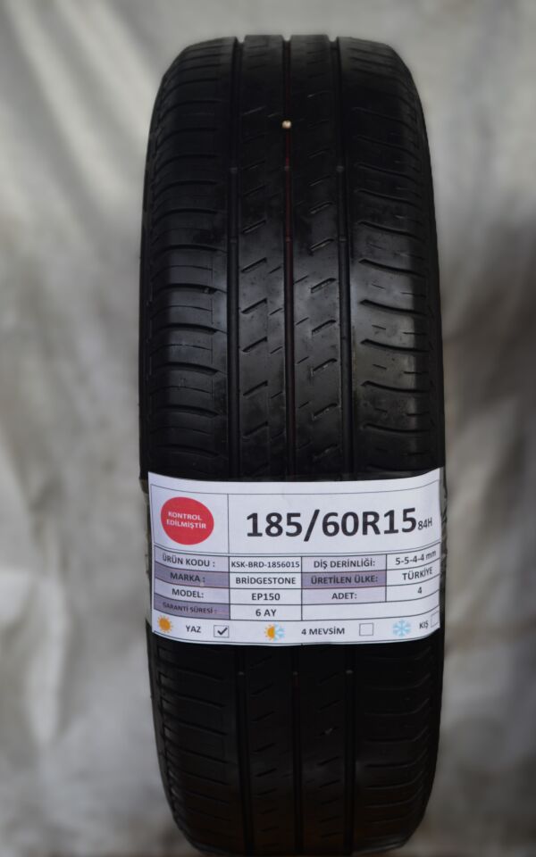 Bridgestone 185/60R15 84H EP150 2.El Takım Yaz Lastiği 5-4mm 2017
