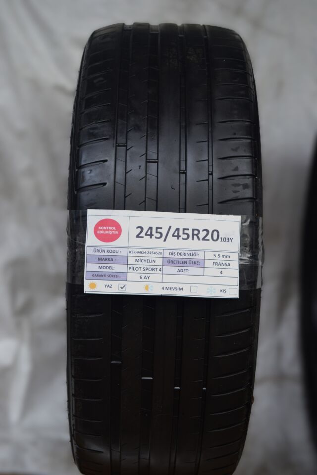 Michelin 245/45R20 103Y Pilot Sport4 2.El Çift Yaz Lastiği 4mm 2024