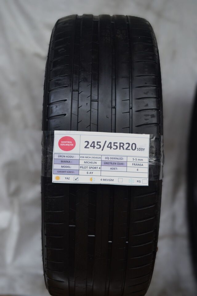 Michelin 245/45 R20 Pilot Sport 4 103Y Yaz 2. El Lastik Çift