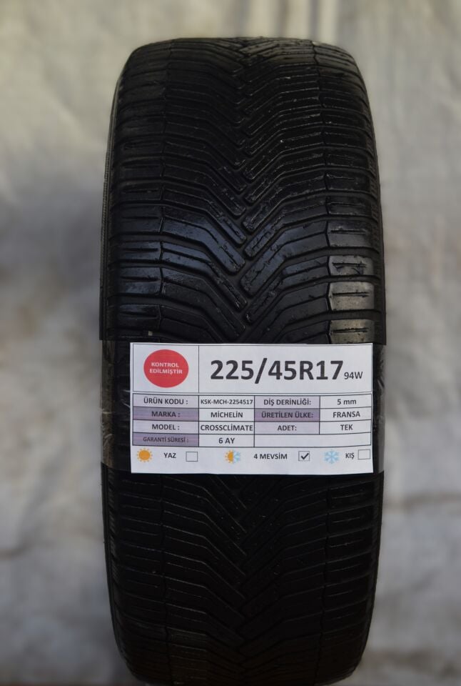 Michelin 225/45R17 94W Crossclimate 2.El Tek Dört Mevsim Lastik 2020