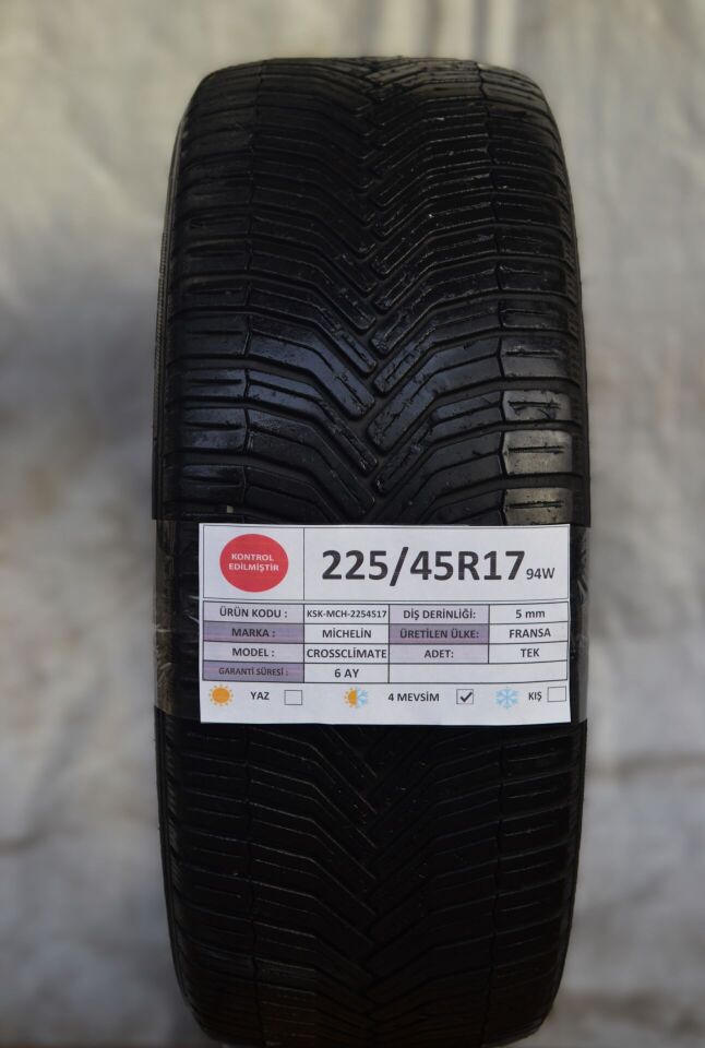 Michelin 225/45 R17 Crossclimate 94W Dört Mevsim 2. El Lastik
