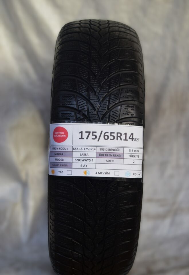 Lassa 175/65R14 82T Snoways4 2.El Çift Kış Lastiği 2022 5mm
