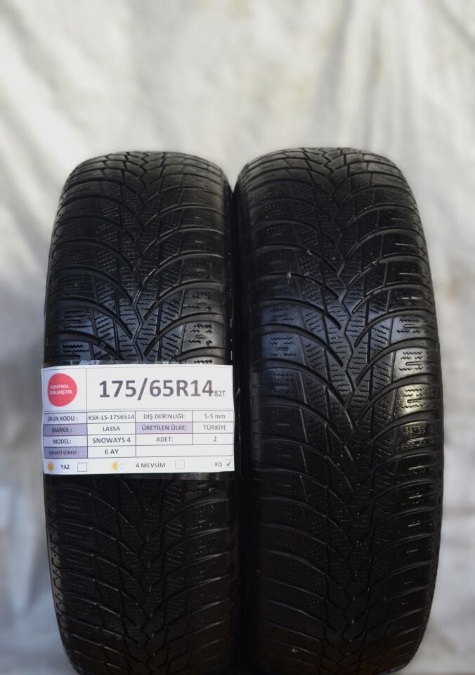 Lassa 175/65R14 82T Snoways4 2.El Çift Kış Lastiği 2022 5mm