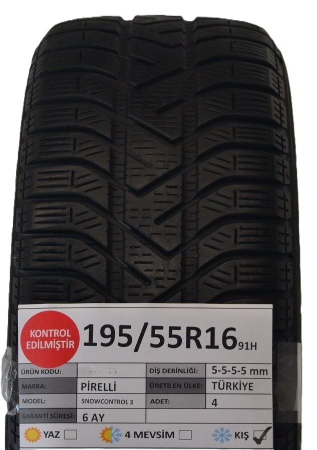 Pirelli 195/55R16 91H Snowcontrol3 2.El Çıkma Kış Lastiği