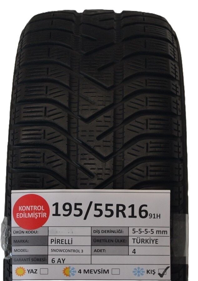 Pirelli 195/55 R16 Snowcontrol 3 91H Kış 2. El Lastik