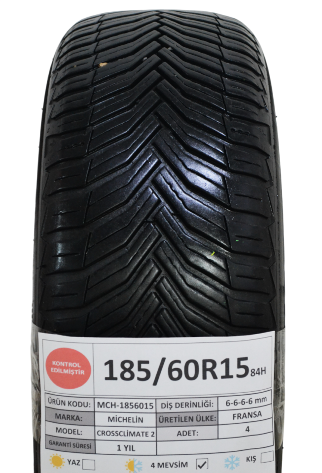 Michelin 185/60 R15 Crossclimate 2 84H Dört Mevsim 2. El Lastik Takım