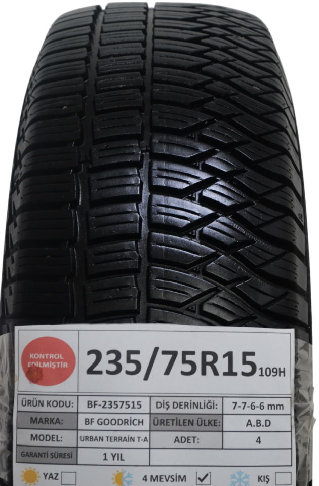BFGoodrich 235/75R15 109H Urban Terrain T/A 2.El Dört Mevsim Lastik Takım