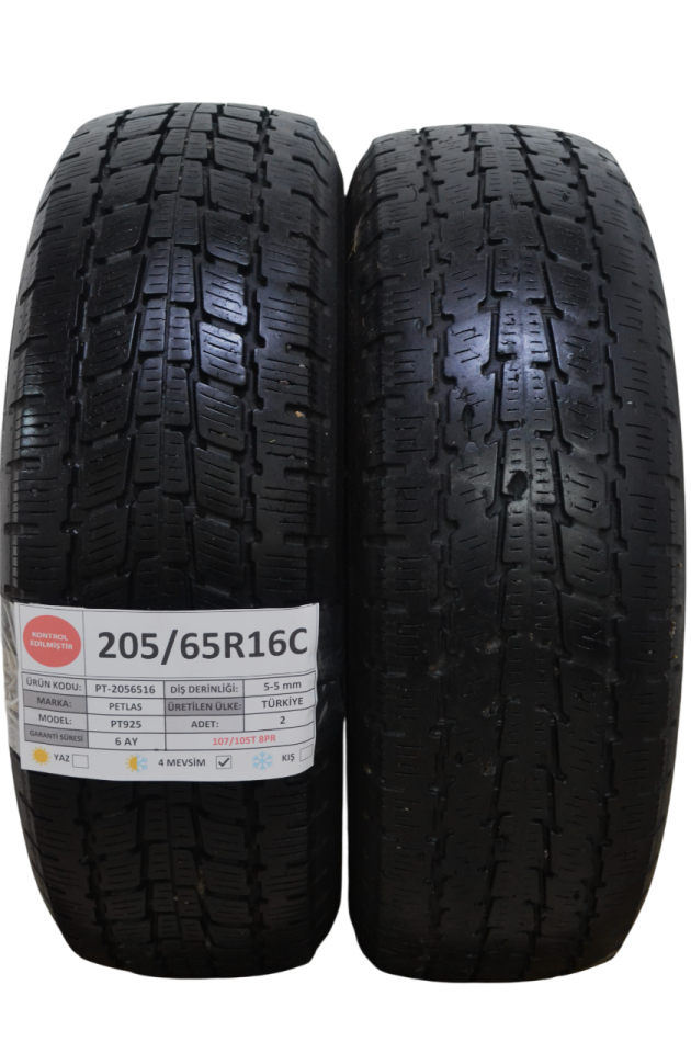 Petlas 205/65R16 C 107/105T 8PR PT925 2.El Çift Dört Mevsim Lastik