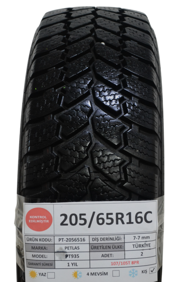 Petlas 205/65R16 C 107/105T 8PR PT935 2.El Çift Kış Lastiği