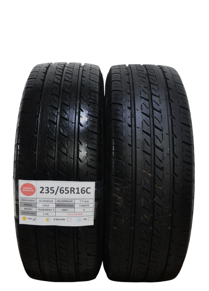 Lassa 235/65 R16C Transway 2 115/113R 8PR Yaz 2. El Lastik Çift