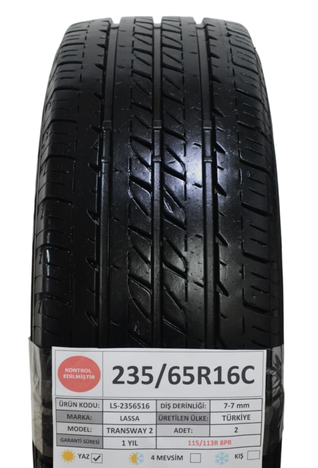 Lassa 235/65 R16C Transway 2 115/113R 8PR Yaz 2. El Lastik Çift