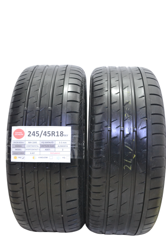 Continental 245/45 R18 Sport Contact 3 96Y RFT Yaz 2. El Lastik Çift