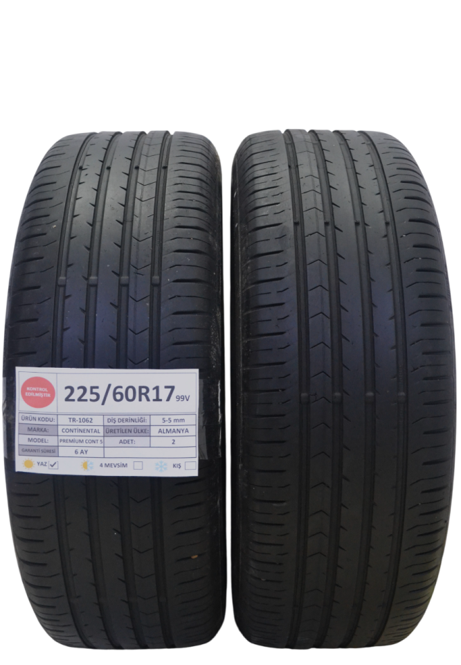 Continental 225/60 R17 Premium Contact 5 99V Yaz 2. El Lastik Çift